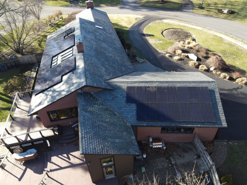 Slate-roof solar installation by Solar Slate Solutions — Andover, MA.