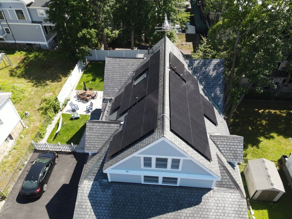 Slate-roof solar installation by Solar Slate Solutions — Brookline, MA.