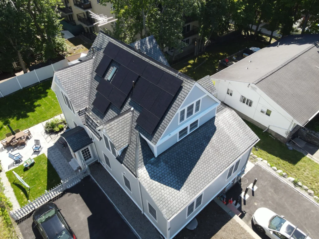 Slate-roof solar installation by Solar Slate Solutions — Brookline, MA.