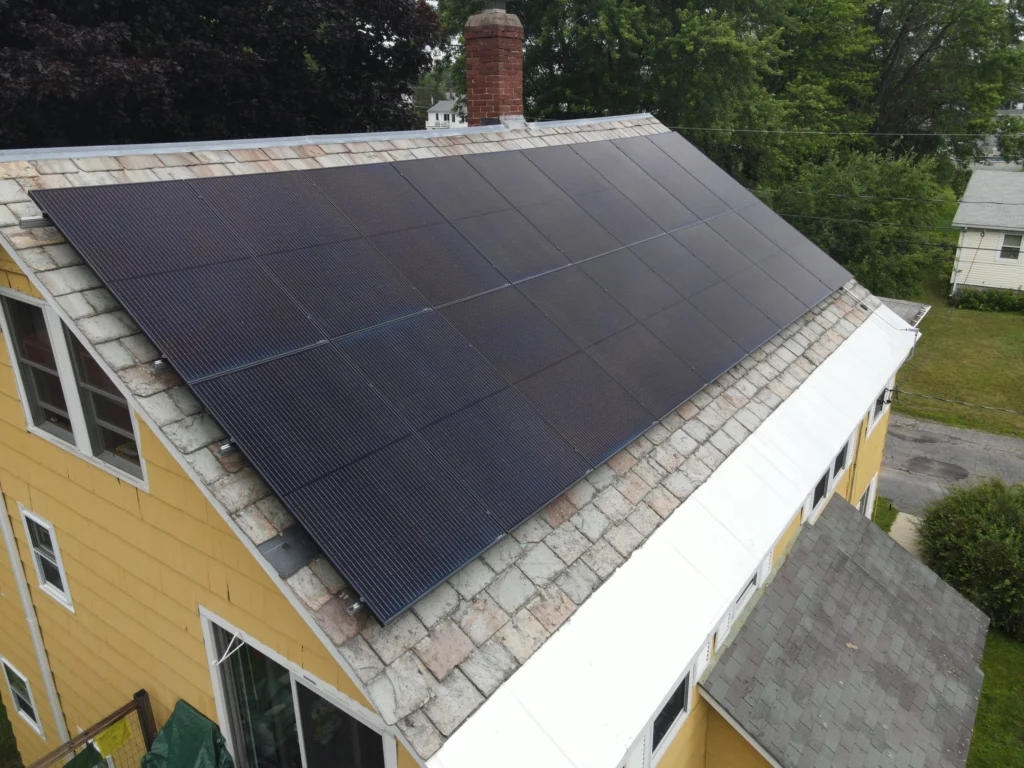 Slate-roof solar installation by Solar Slate Solutions — Easthampton, MA.
