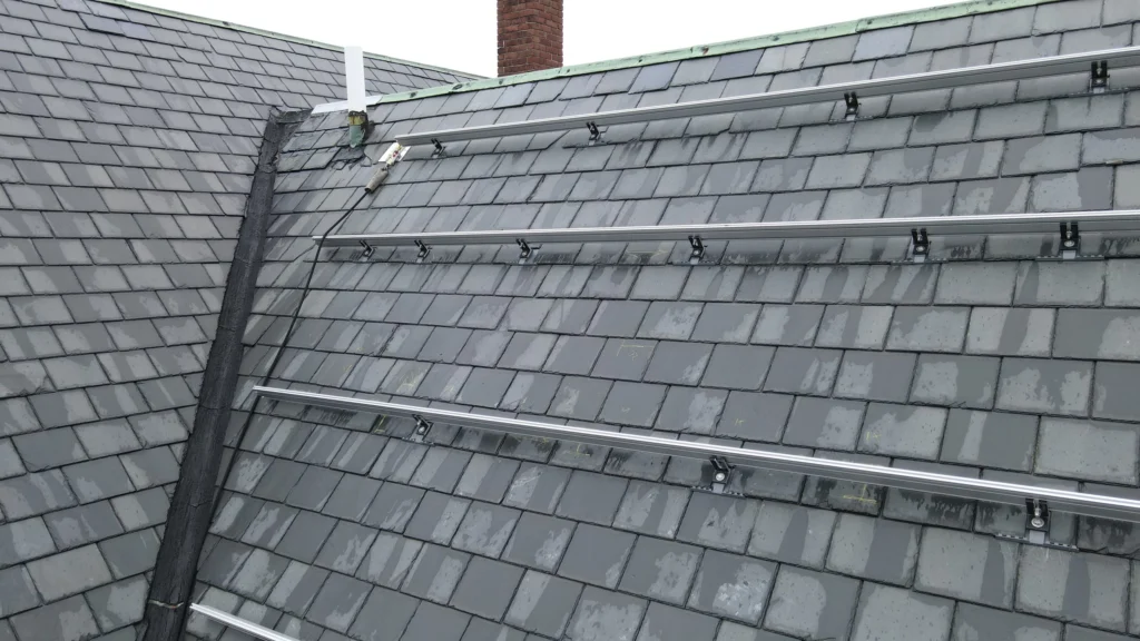 Slate-roof solar installation by Solar Slate Solutions — Gloucester, MA.