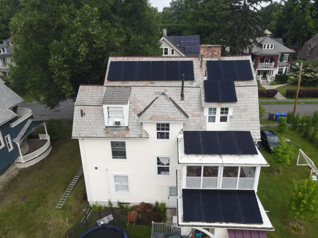 Slate-roof solar installation by Solar Slate Solutions — Northampton, MA.