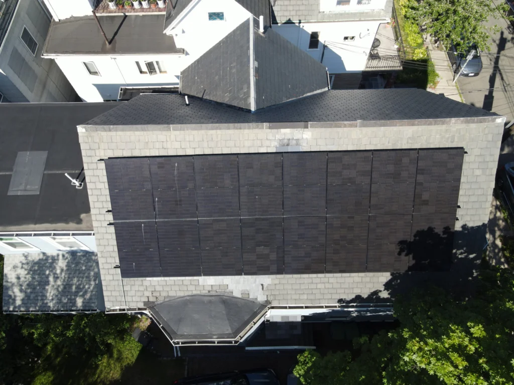 Slate-roof solar installation by Solar Slate Solutions — Somerville, MA.