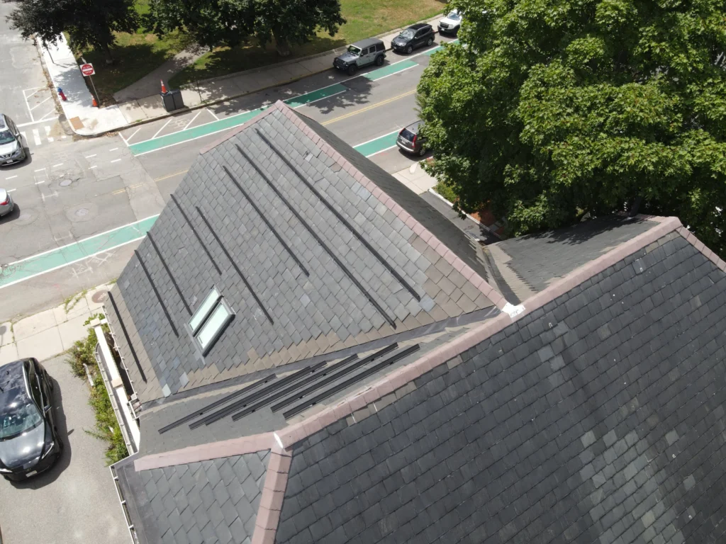 Slate-roof solar installation by Solar Slate Solutions — Somerville, MA.