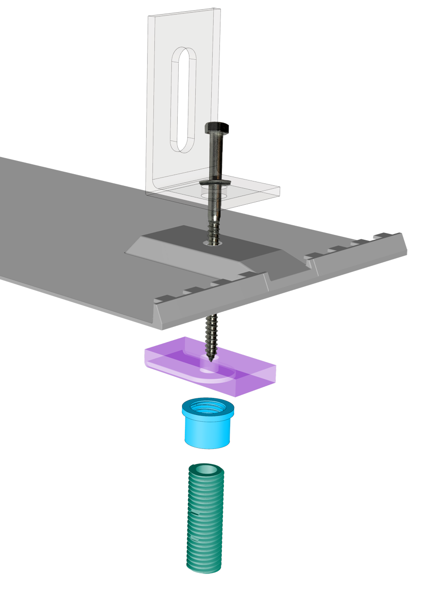 Exploded view of the SlatePlate mounting assembly
