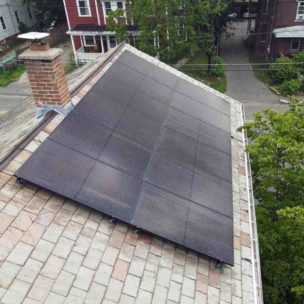 solar panels on slate roof