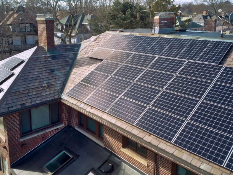solar panels on slate roof